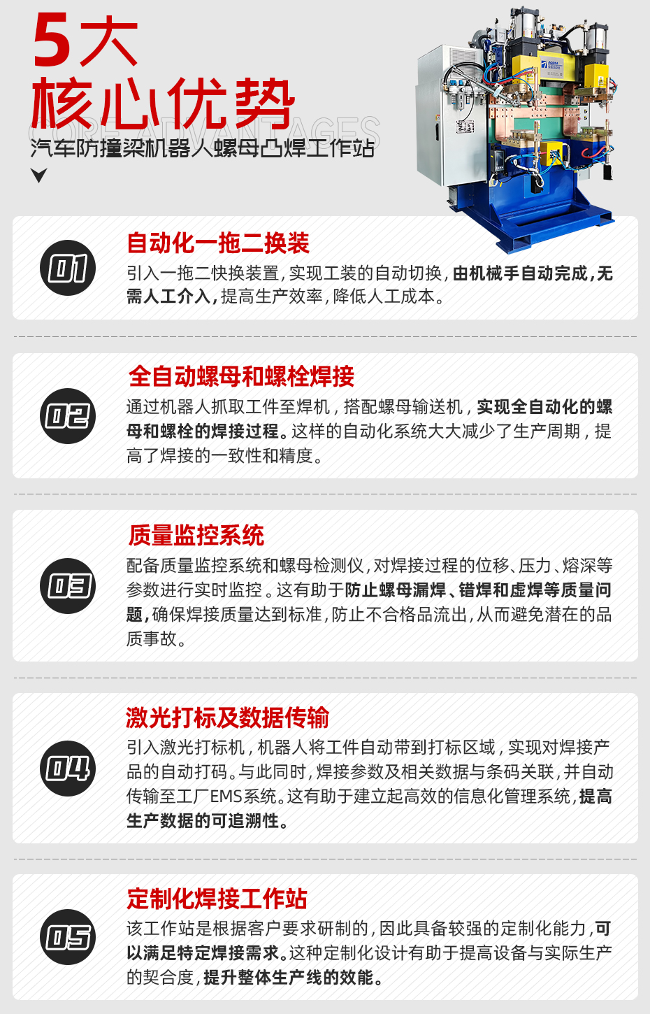 汽車防撞梁機(jī)器人螺母凸焊工作站核心優(yōu)勢(shì)