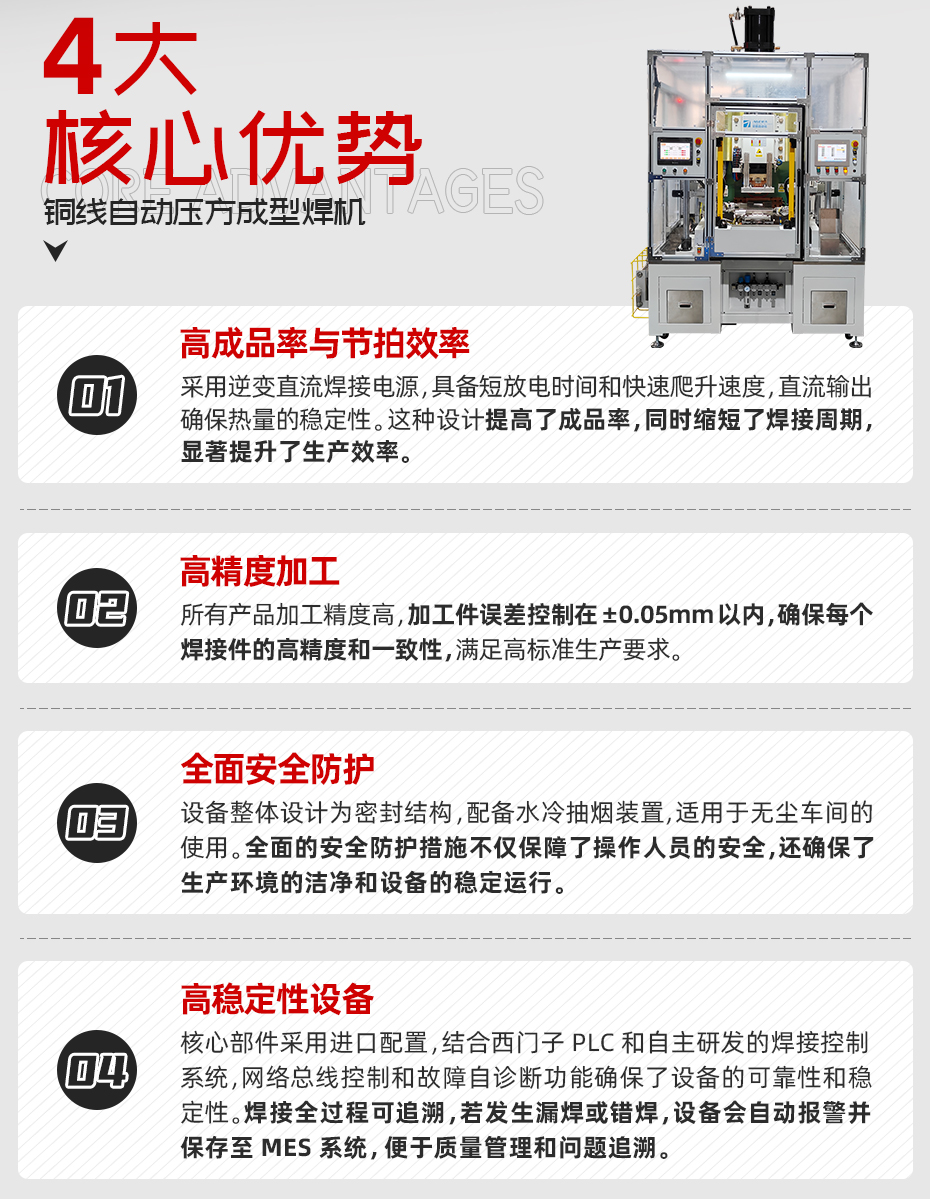 銅線自動壓方成型焊機(jī)核心優(yōu)勢
